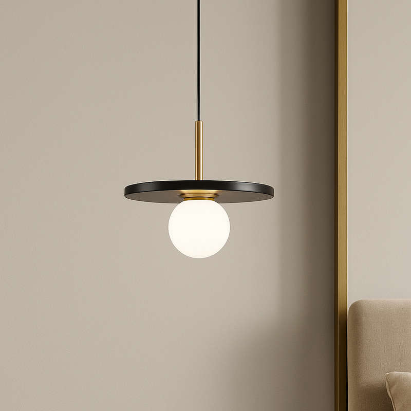 Pascal Black Marble & Brass Pendant Light