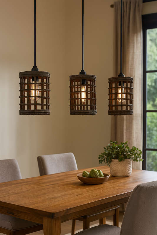 Metal & Rattan Pendant 642