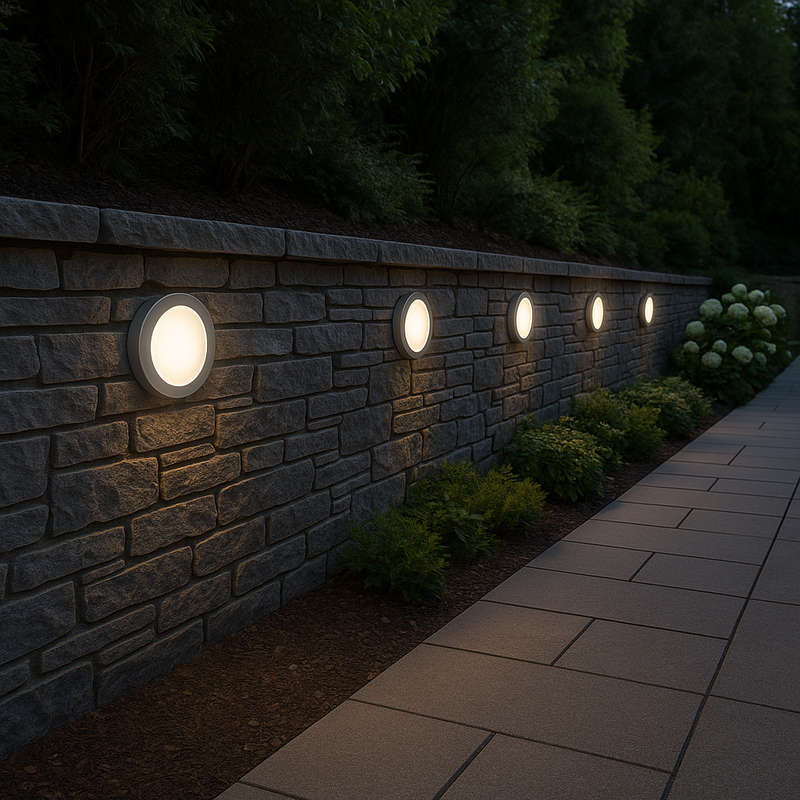 OZO Round Grey LED Outdoor Wall Light - 4000K