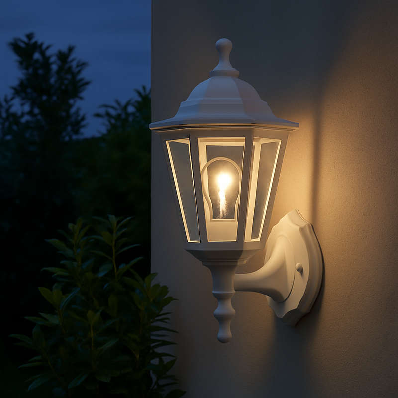 White Outdoor Wall Light - IP44 6 Panel