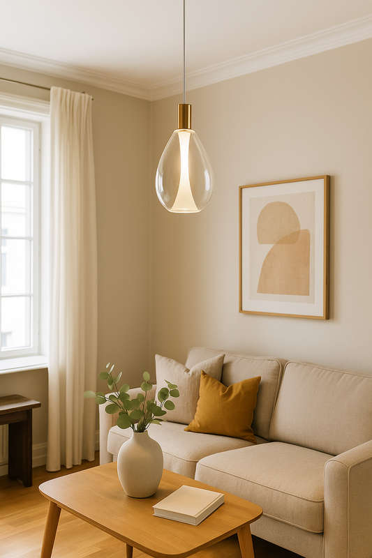 Clear Glass LED Pendant Light - Warm White Minimalist