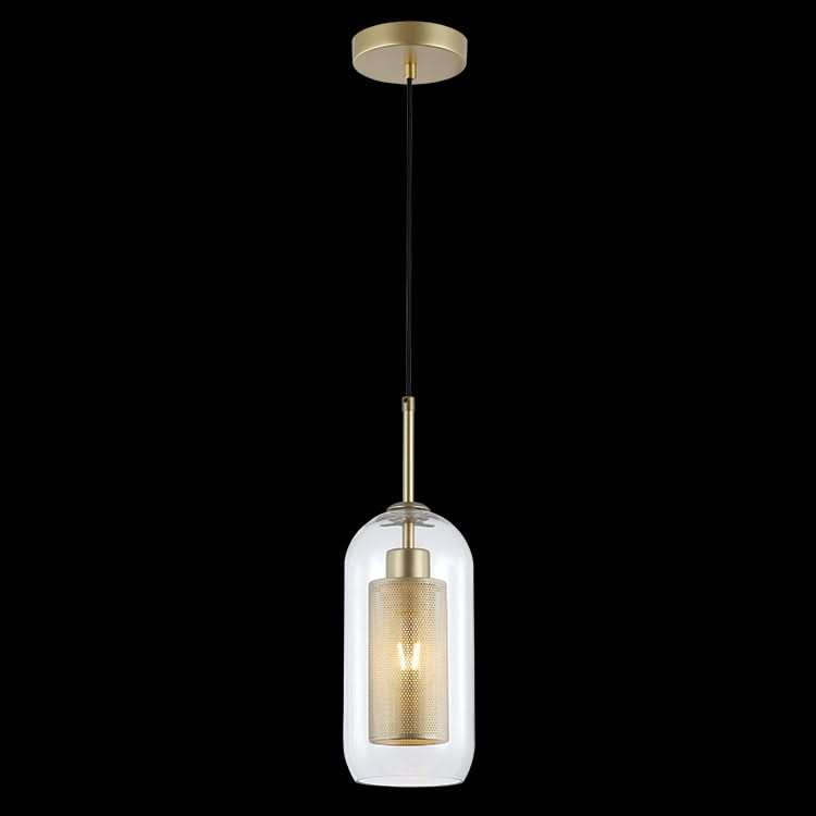 New York Clear Glass & Satin Gold Pendant Light
