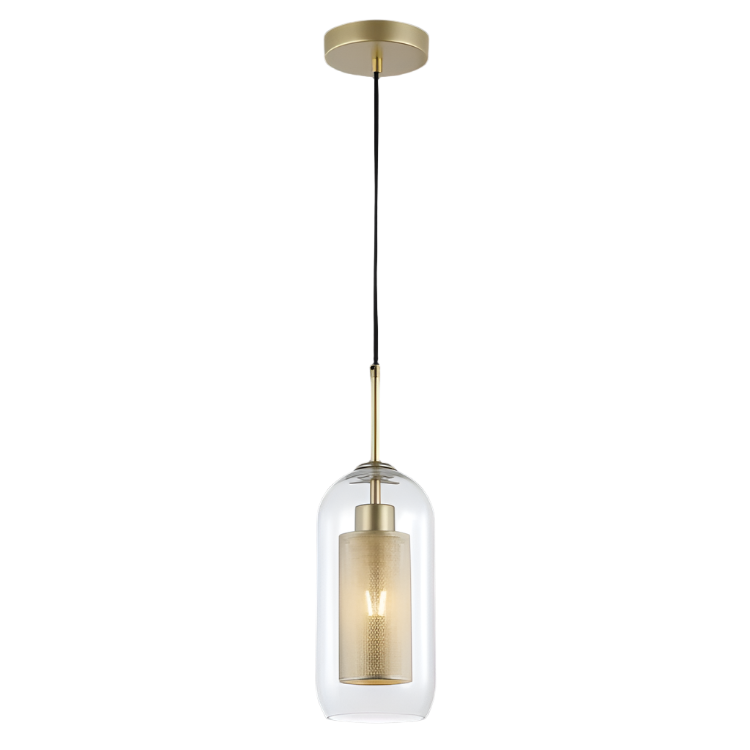New York Clear Glass & Satin Gold Pendant Light