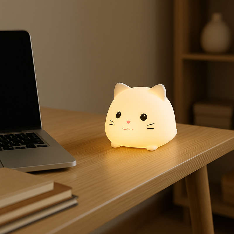 Kitty White LED Night Light - Dimmable & USB Rechargeable