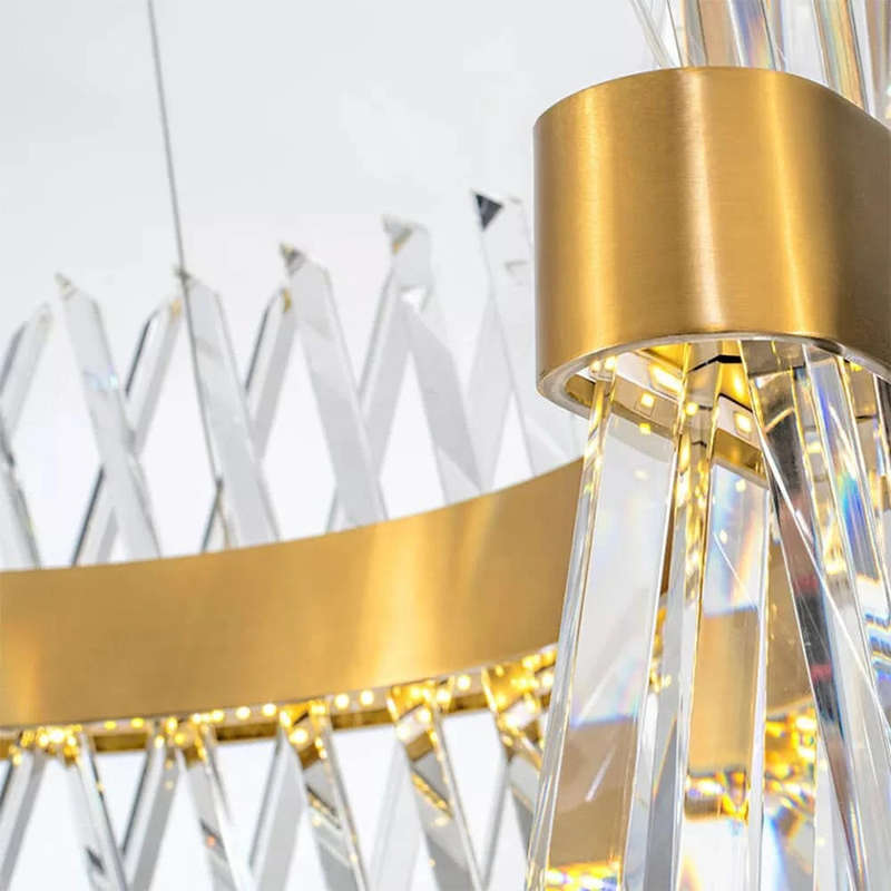 Round Gold & Crystal Chandelier