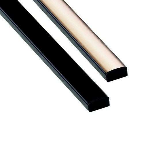 LED Extrusion with Frosted Cover - Black A6 Profile (2m Complete)