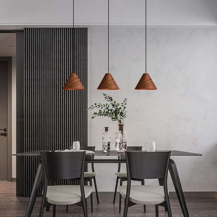 Conica Walnut Wood Veneer Pendant (Spazio)