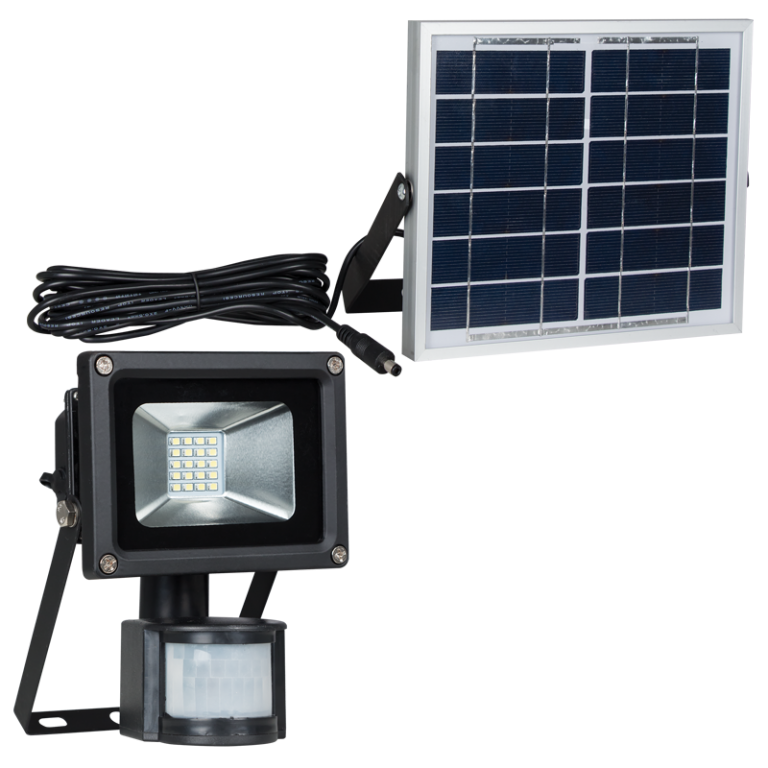 Solar LED Floodlight - 10W LED, 3W Solar Panel, Motion Sensor