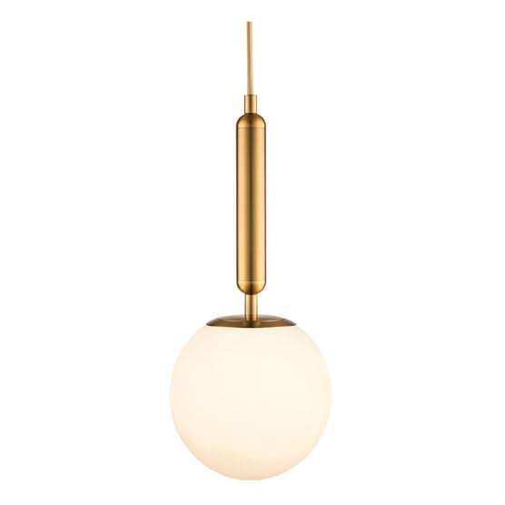 Fizz Pop Frosted White Glass and Antique Brass Pendant
