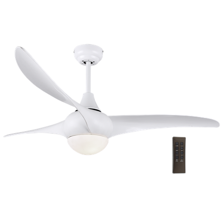 LED Ceiling Fan with Remote - White Steel & Acrylic