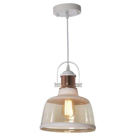 White Metal Pendant with Cognac Colour Glass
