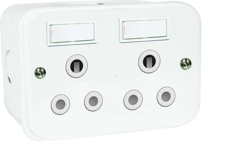 Industrial Metal Clad Switched Socket Double