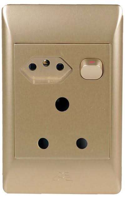 Champagne 1 x 16A, 1 x Euro Switched Socket (4X2)
