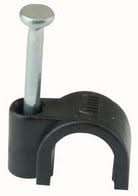 Black Round 14mm Cable Clip - 100 Pack