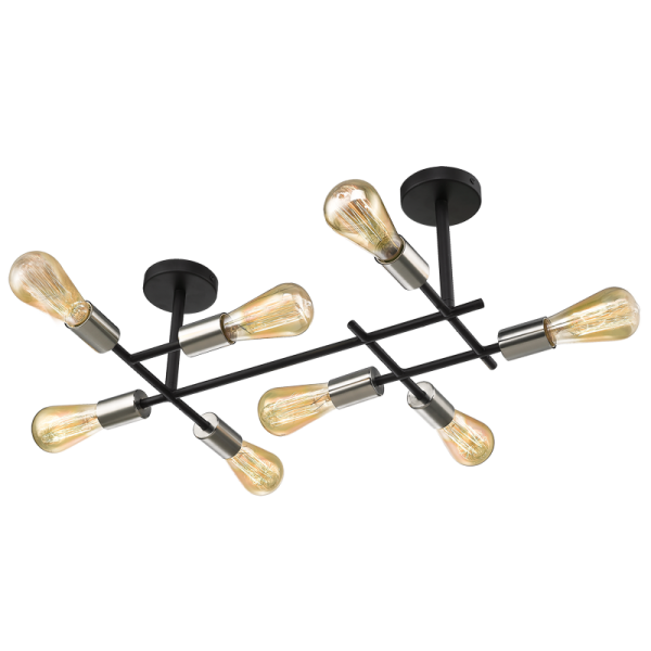 Black and Satin Chrome Ceiling Fitting 8L
