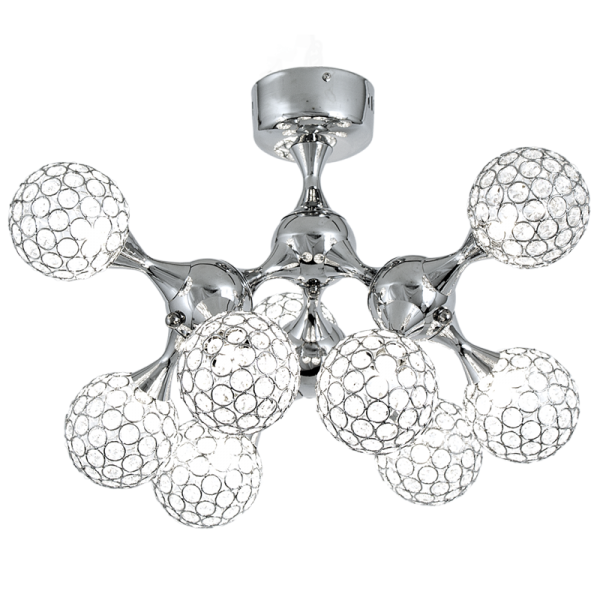 Nebula Polished Chrome Ceiling Fitting with Crystals