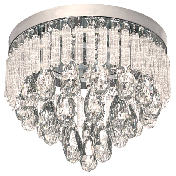 21W Stainless Steel LED Ceiling Fitting with Glass and Crystals