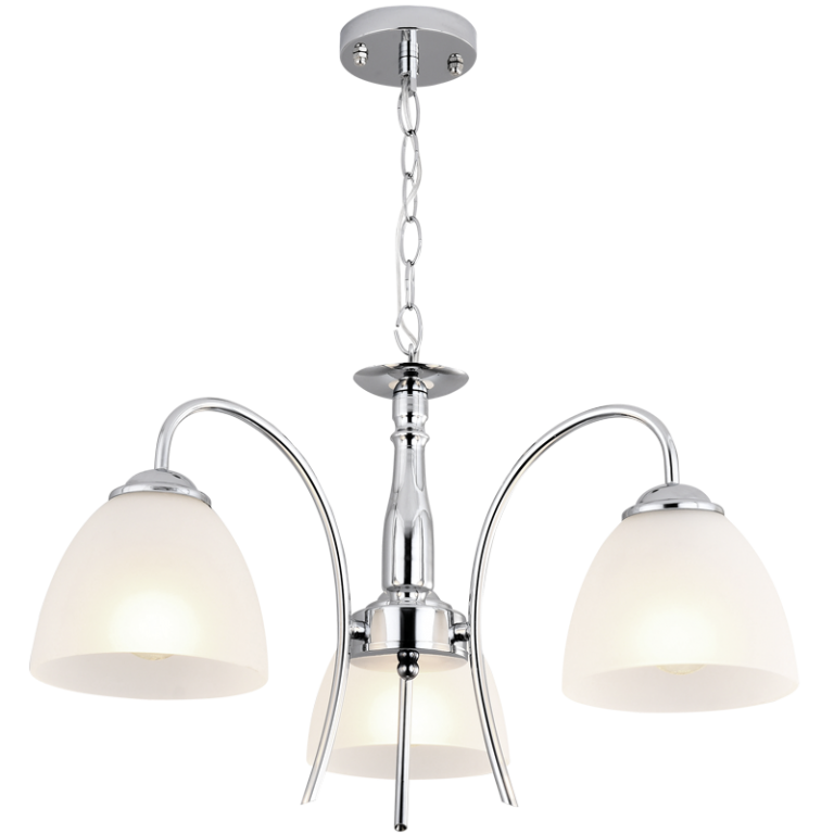 3 Light Polished Chrome Chandelier with Frosted Glass
