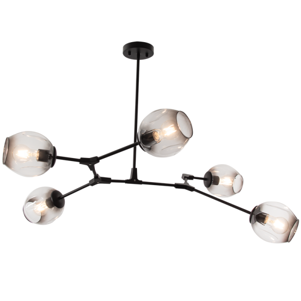 Ratanda 5 Light Black Pendant