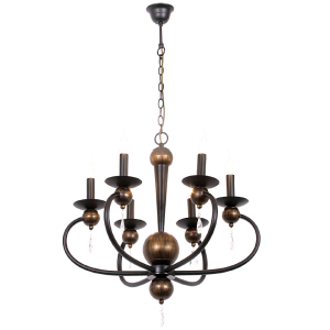 6 Light Black & Gold Chandelier
