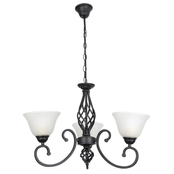 3 Light Metal Chandelier & Alabaster Glass