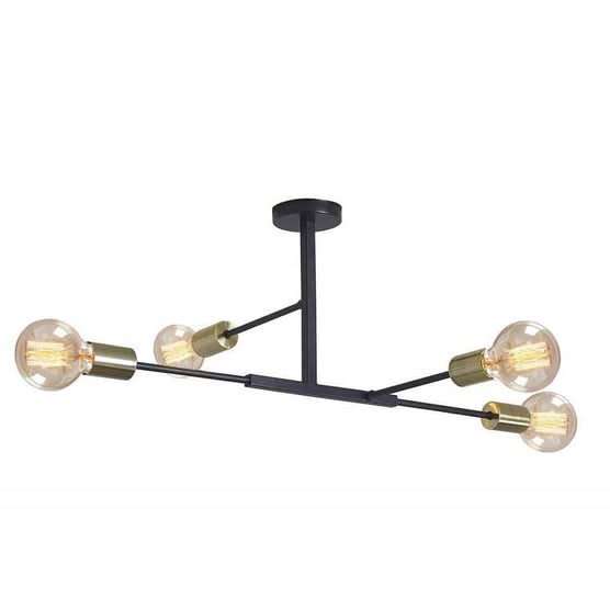 4 Light Black & Brass Ceiling Light