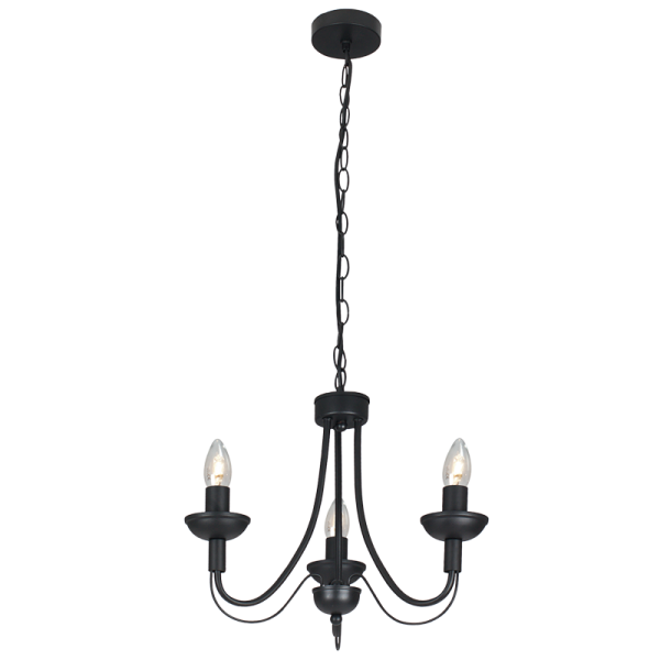 3 Light Simple Black Chandelier