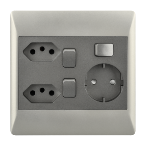 Plug - 2 New RSA Sockets + Schuko with 3 Switches - 4 X 4