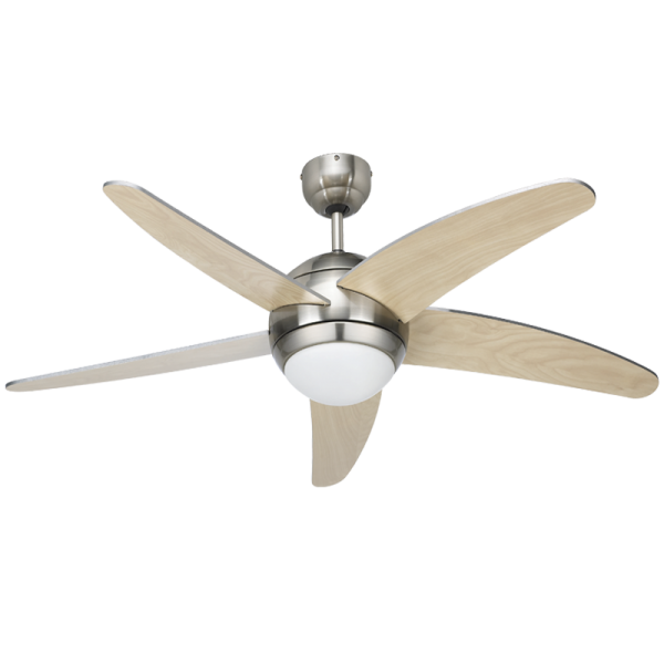 5-Blade Ceiling Fan - Satin / Wood Finish Blades