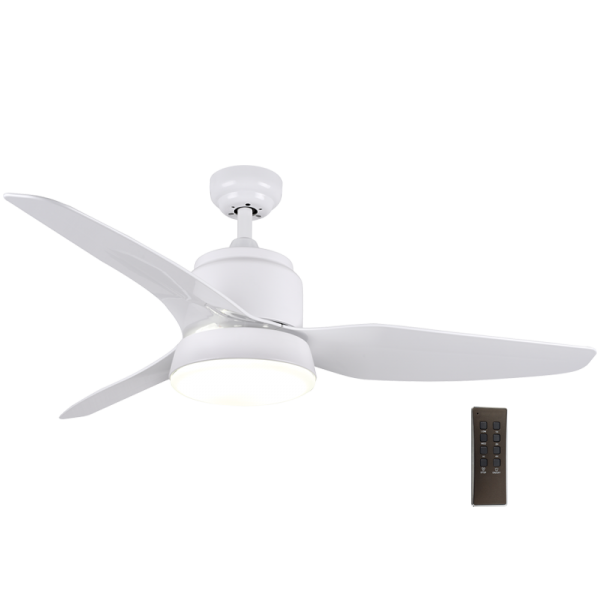 White Steel and Glass Ceiling Fan