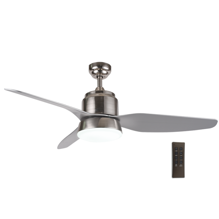 Satin Chrome, Steel and Glass Ceiling Fan