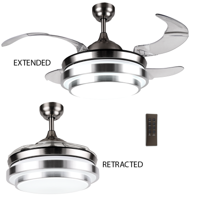 Satin Chrome, Steel and Acrylic LED Ceiling Fan