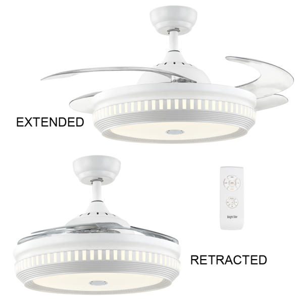 Metal LED Ceiling Fan with 4 Retractable ABS Blades