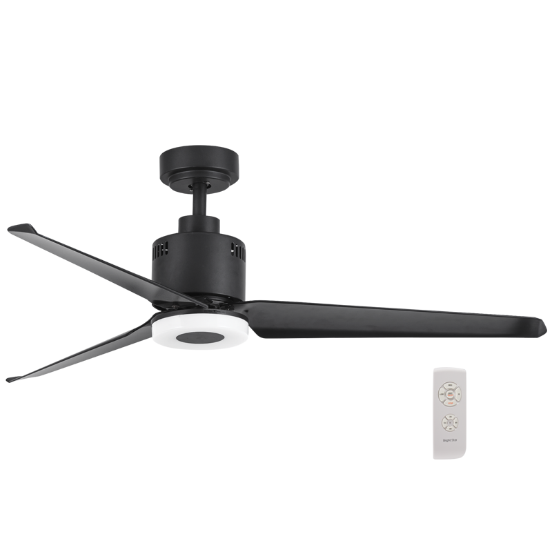 Ceiling Fan - 3 Blade Matt Black with 18W LED Light