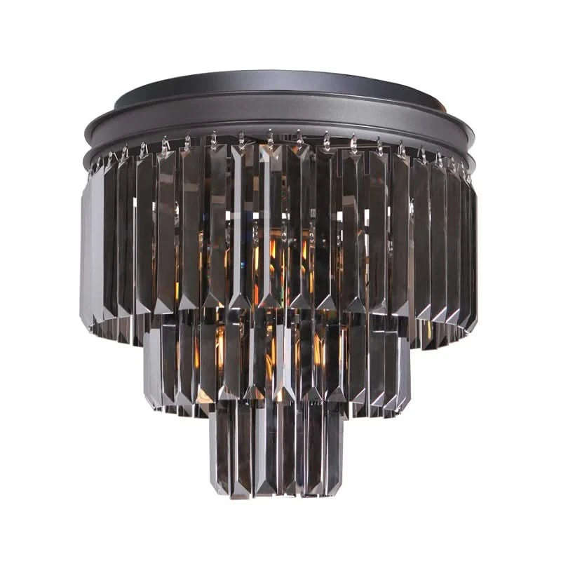 Black with Smokey Crystals Ceiling Light