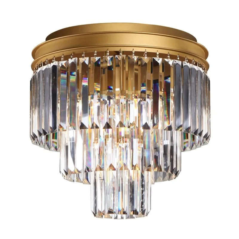 Satin Gold with Clear Crystals Ceiling Light