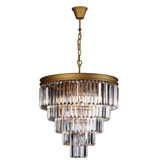 Satin Gold 5 Tier Crystal Chandelier