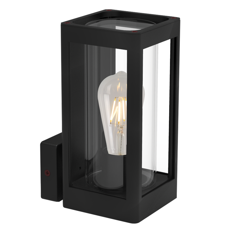 Rayne Outdoor Wall Light Aluminium Lantern with Clear Glass Square