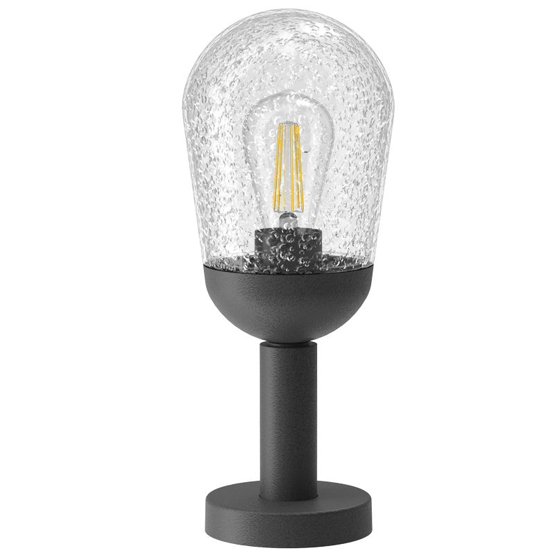 Aluminium Pillar Lantern with Clear Speckled Glass