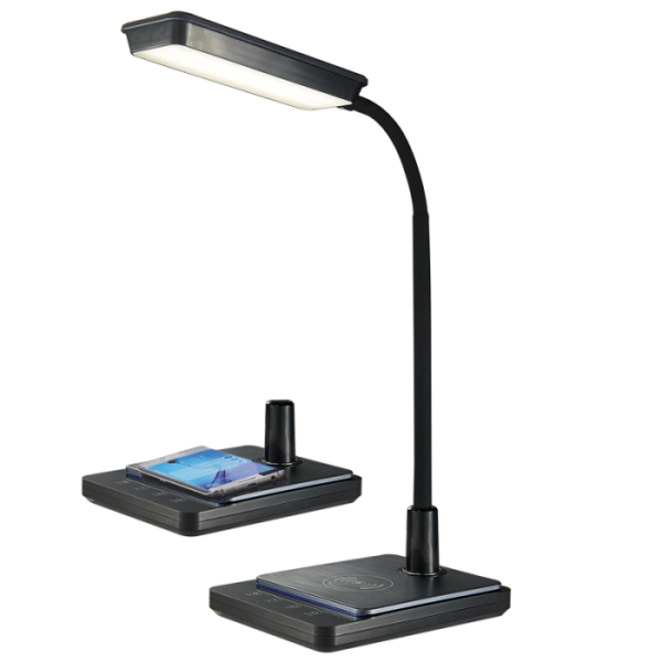 LED Desk Lamp - 8W, Colour Adjustable / Goose Neck / Dimmable / Wireless Charger