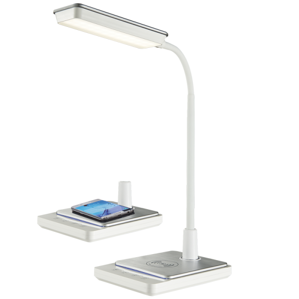 LED Desk Lamp - 8W, Colour Adjustable / Goose Neck / Dimmable / Wireless Charger
