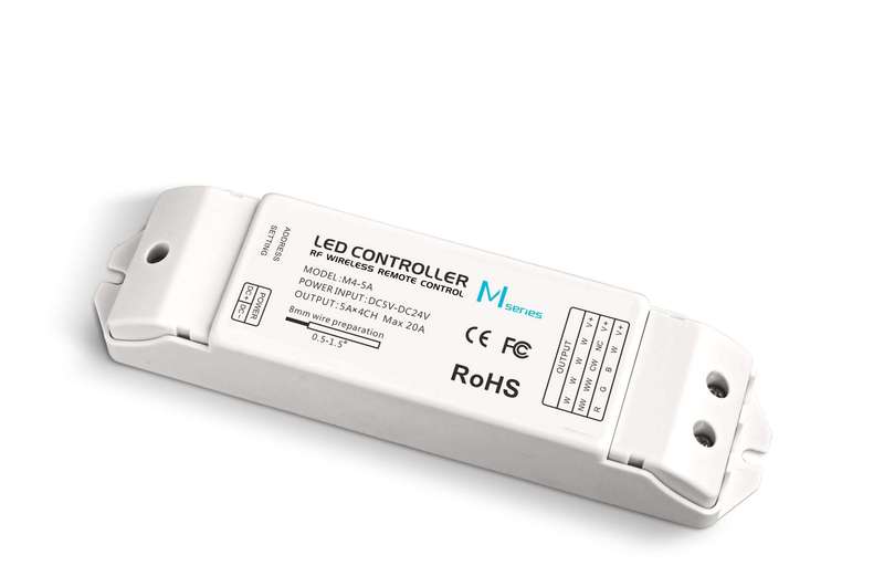 LED Strip Light - M4 RF RGBW Receiver 20A with M8 RF Remote Control