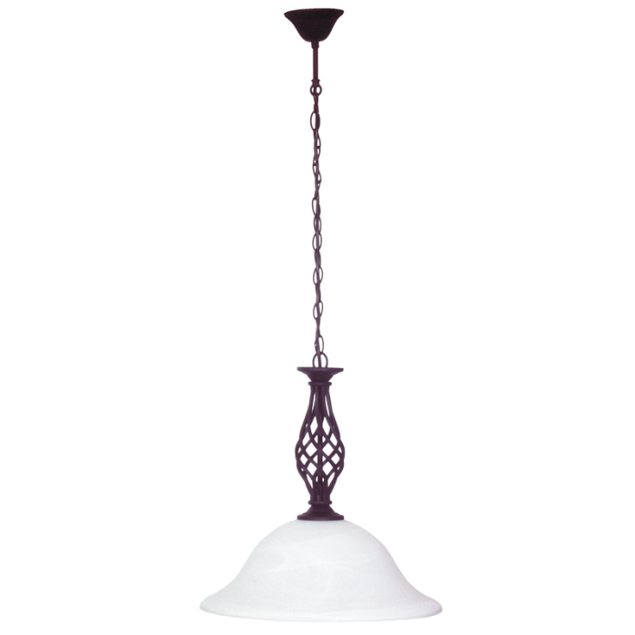 Black Metal Pendant with Alabaster Glass