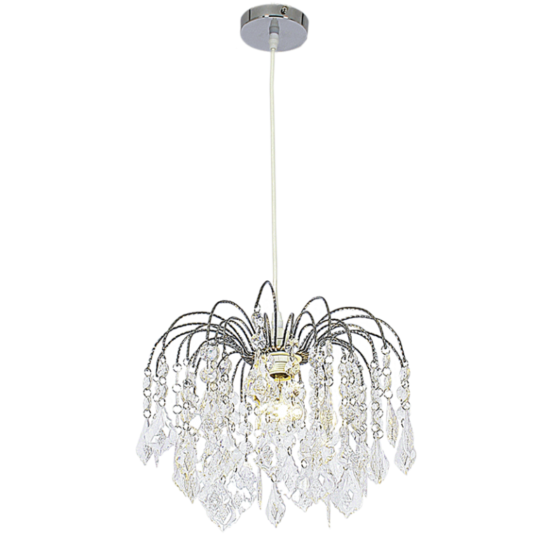 Polished Chrome Pendant with Clear Acrylic Crystals