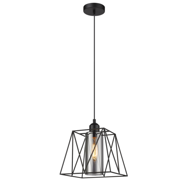 Metal Pendant with Smoke Colour Inner Glass