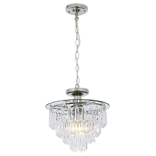 Polished Chrome Pendant with Clear Acrylic Crystals PEN334