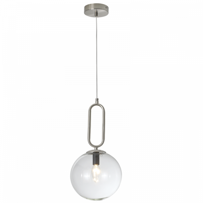 Satin Chrome Pendant with Clear Glass - PEN462
