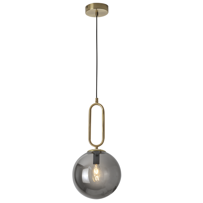Gold Colour Metal Pendant with Smoke Colour Glass - PEN463