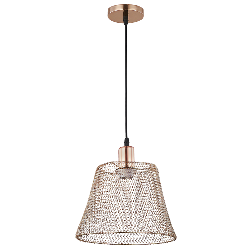 Steel Mesh Rose Gold Pendant with Black Cord