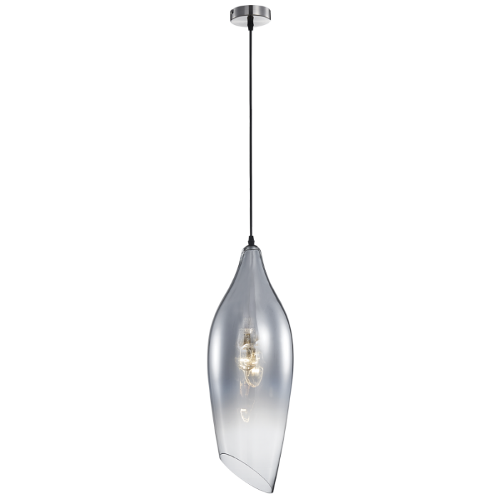 Satin Nickel Pendant with Smoke Colour Glass 570mm